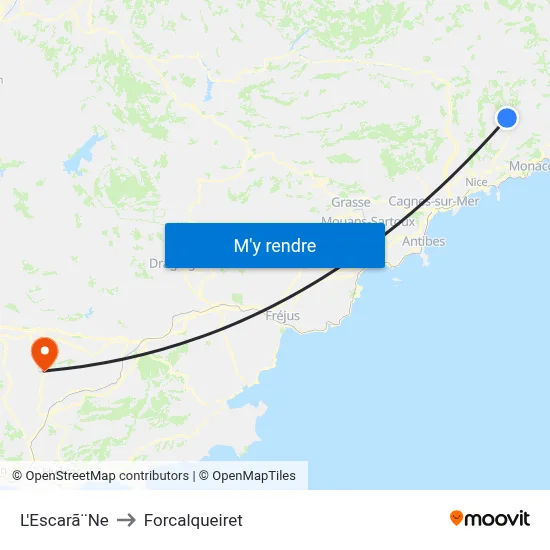 L'Escarã¨Ne to Forcalqueiret map