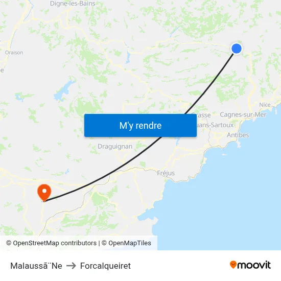 Malaussã¨Ne to Forcalqueiret map