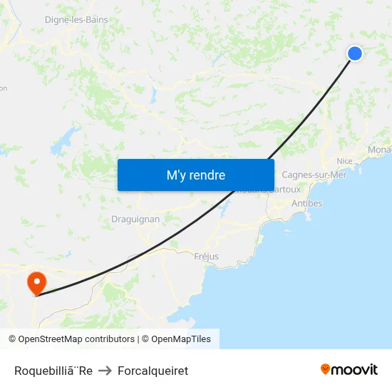 Roquebilliã¨Re to Forcalqueiret map