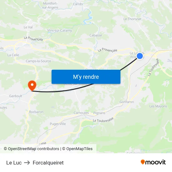 Le Luc to Forcalqueiret map