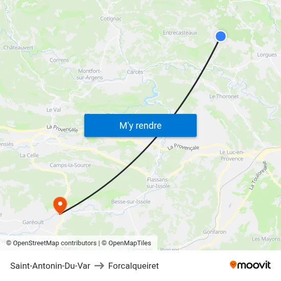 Saint-Antonin-Du-Var to Forcalqueiret map