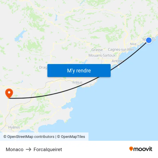Monaco to Forcalqueiret map