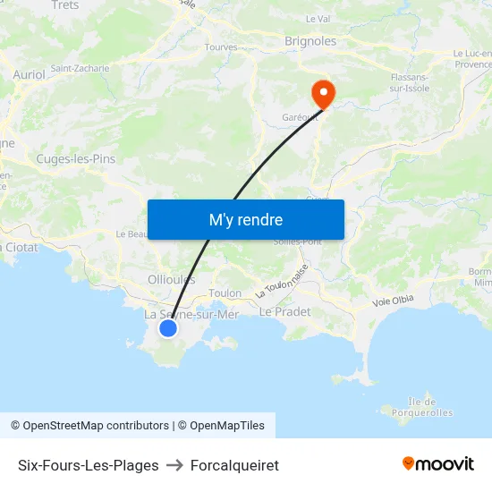 Six-Fours-Les-Plages to Forcalqueiret map