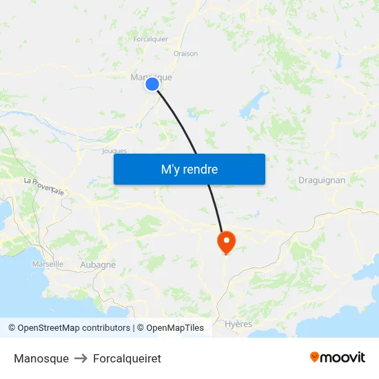 Manosque to Forcalqueiret map