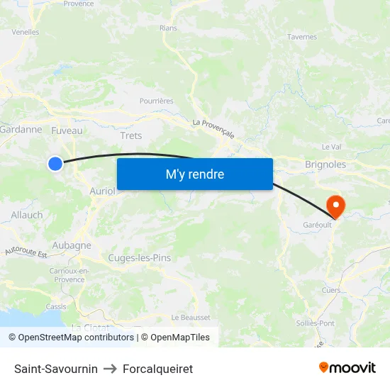 Saint-Savournin to Forcalqueiret map