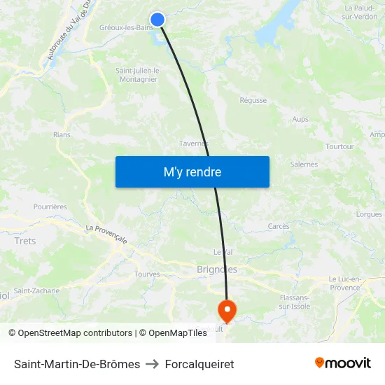Saint-Martin-De-Brômes to Forcalqueiret map