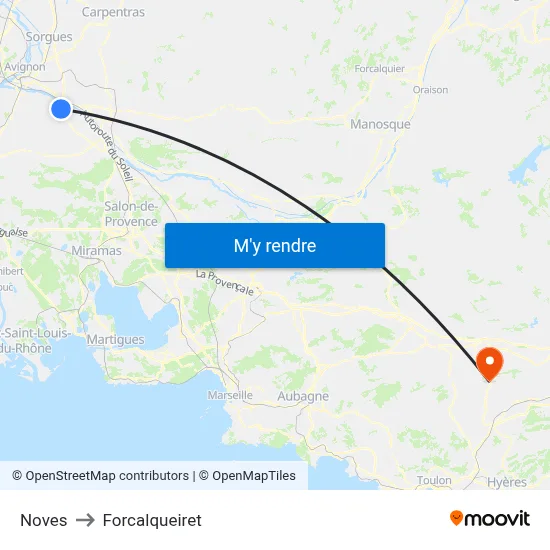 Noves to Forcalqueiret map