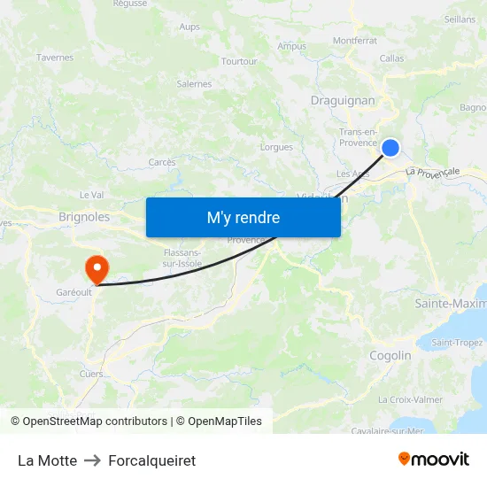 La Motte to Forcalqueiret map