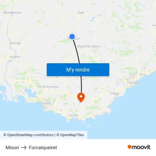 Mison to Forcalqueiret map