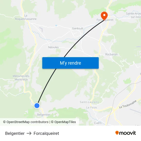 Belgentier to Forcalqueiret map