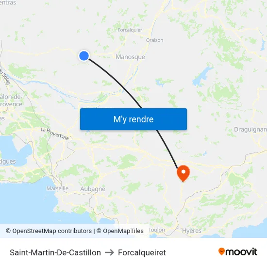 Saint-Martin-De-Castillon to Forcalqueiret map