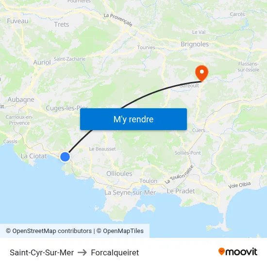 Saint-Cyr-Sur-Mer to Forcalqueiret map
