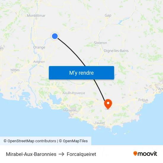Mirabel-Aux-Baronnies to Forcalqueiret map