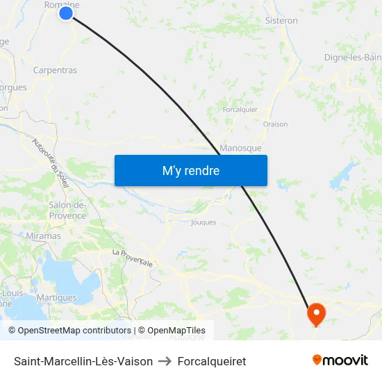 Saint-Marcellin-Lès-Vaison to Forcalqueiret map