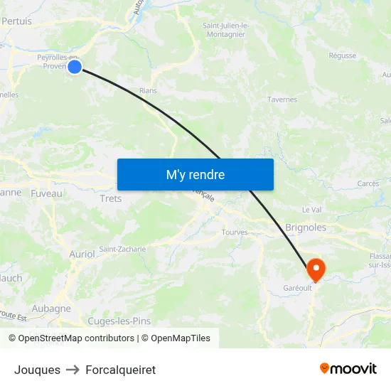 Jouques to Forcalqueiret map
