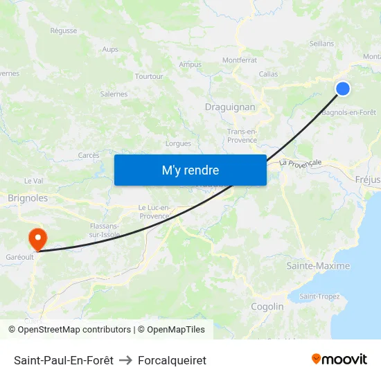 Saint-Paul-En-Forêt to Forcalqueiret map
