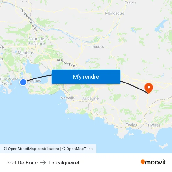 Port-De-Bouc to Forcalqueiret map