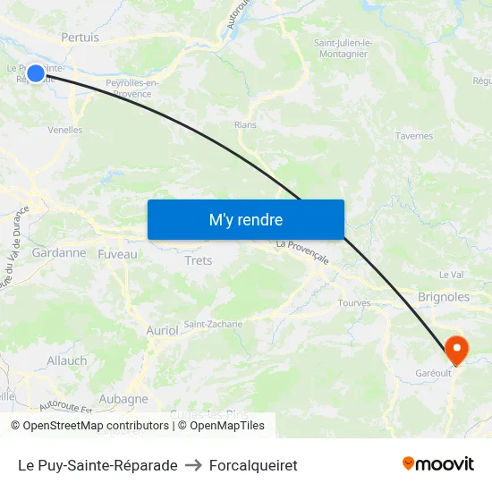 Le Puy-Sainte-Réparade to Forcalqueiret map