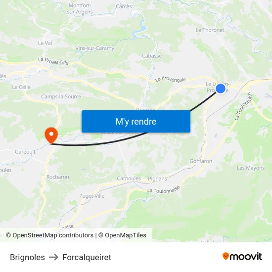 Brignoles to Forcalqueiret map