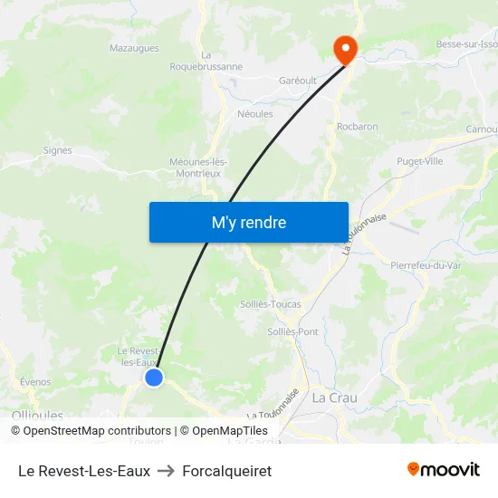 Le Revest-Les-Eaux to Forcalqueiret map