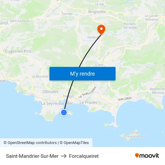 Saint-Mandrier-Sur-Mer to Forcalqueiret map