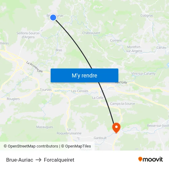 Brue-Auriac to Forcalqueiret map