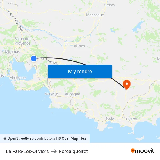 La Fare-Les-Oliviers to Forcalqueiret map