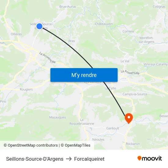 Seillons-Source-D'Argens to Forcalqueiret map