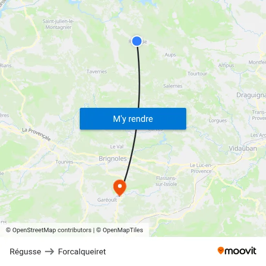 Régusse to Forcalqueiret map