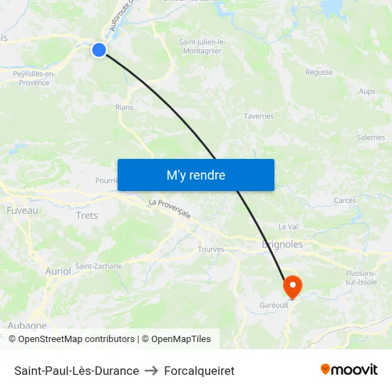 Saint-Paul-Lès-Durance to Forcalqueiret map