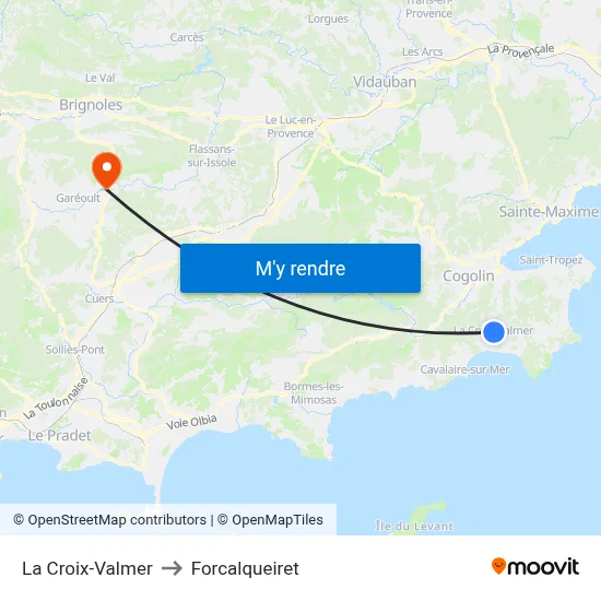 La Croix-Valmer to Forcalqueiret map