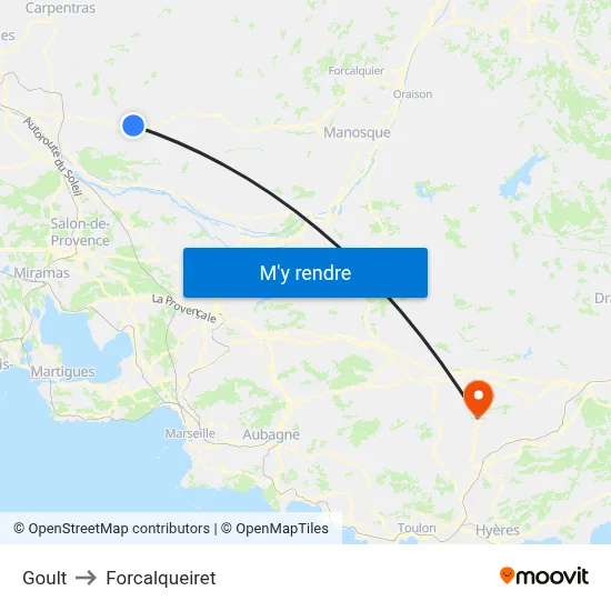 Goult to Forcalqueiret map