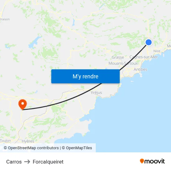 Carros to Forcalqueiret map
