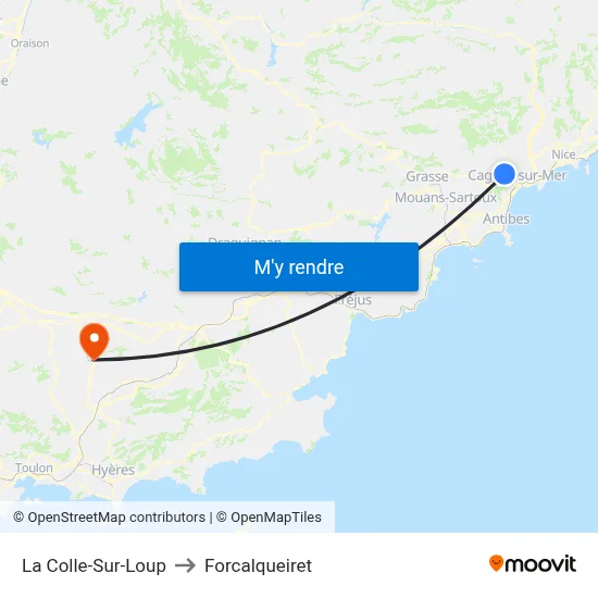 La Colle-Sur-Loup to Forcalqueiret map