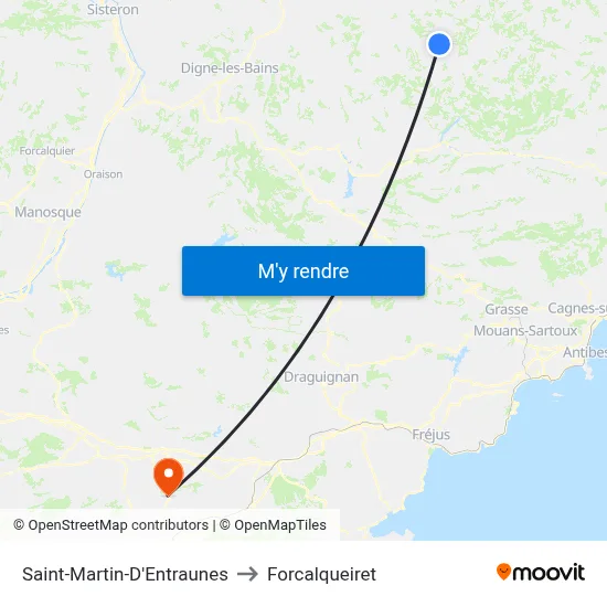 Saint-Martin-D'Entraunes to Forcalqueiret map