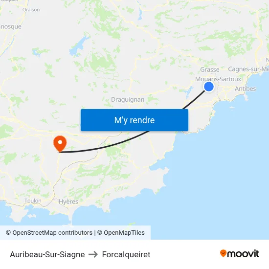 Auribeau-Sur-Siagne to Forcalqueiret map
