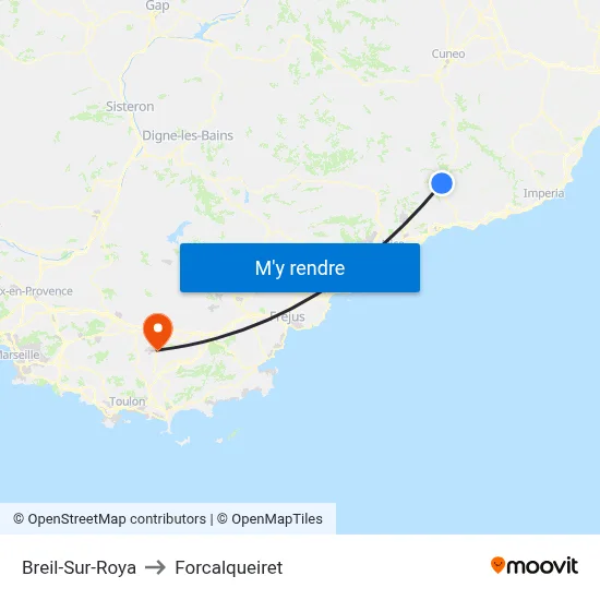 Breil-Sur-Roya to Forcalqueiret map