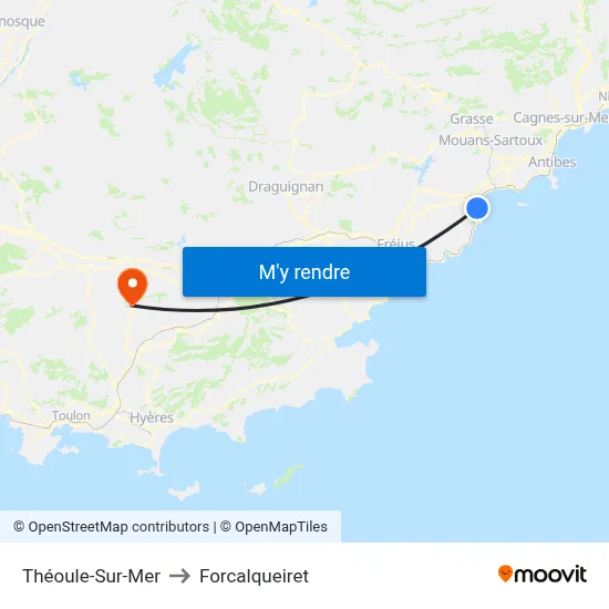 Théoule-Sur-Mer to Forcalqueiret map