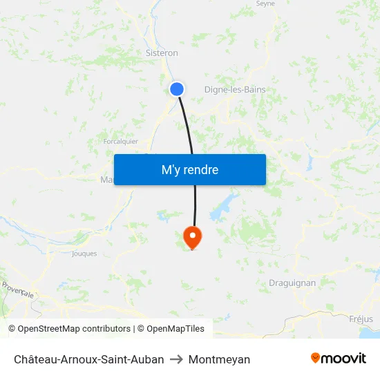 Château-Arnoux-Saint-Auban to Montmeyan map