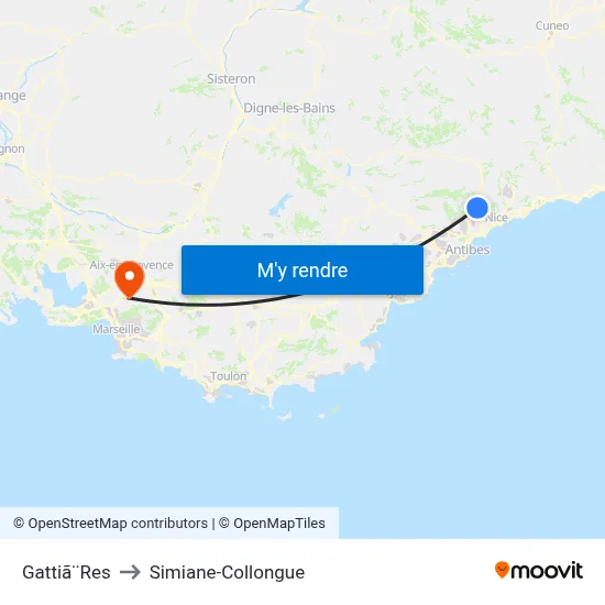 Gattiã¨Res to Simiane-Collongue map