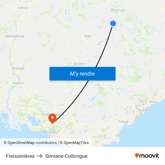 Freissinières to Simiane-Collongue map