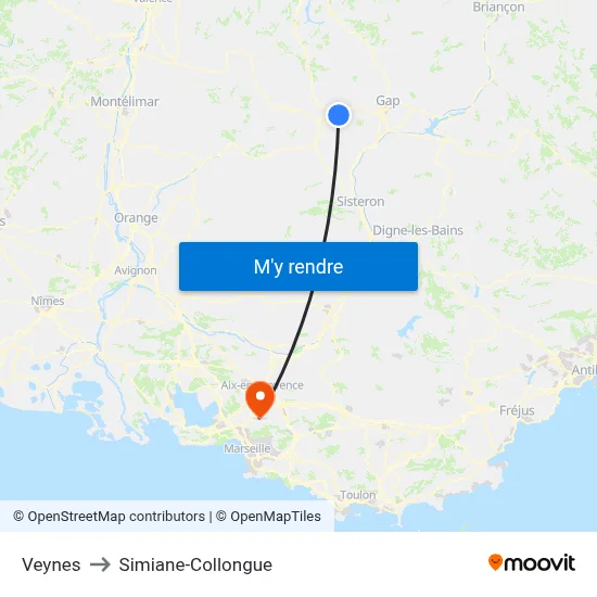 Veynes to Simiane-Collongue map
