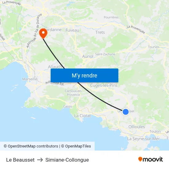 Le Beausset to Simiane-Collongue map