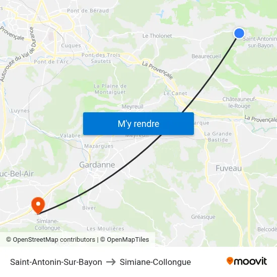 Saint-Antonin-Sur-Bayon to Simiane-Collongue map