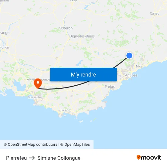 Pierrefeu to Simiane-Collongue map