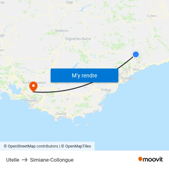 Utelle to Simiane-Collongue map