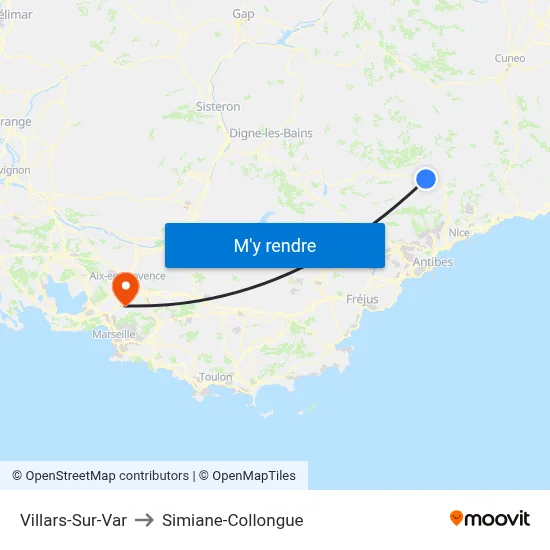 Villars-Sur-Var to Simiane-Collongue map