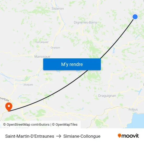 Saint-Martin-D'Entraunes to Simiane-Collongue map
