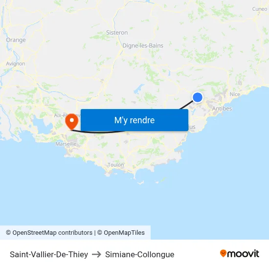 Saint-Vallier-De-Thiey to Simiane-Collongue map