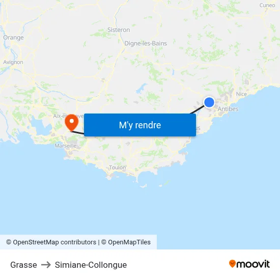 Grasse to Simiane-Collongue map